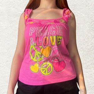 Pink Peace & Love Tank Top